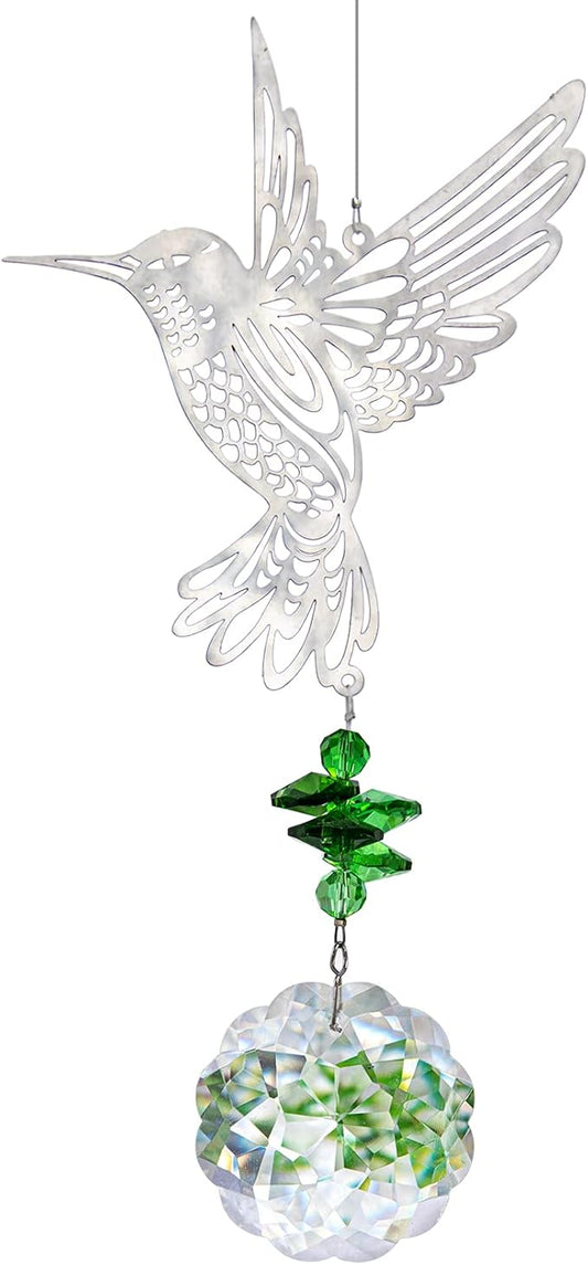 H&D HYALINE & DORA Glass Crystal Flower Prism Rainbow Maker Hummingbird Hanging Window Sun Catcher for Gift