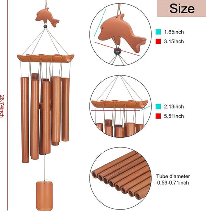 Virekm Memorial Wind Chimes for Loss of Loved One, Sympathy Wind Chimes Bamboo Windchimes Outdoors with Natural Sounds, Gifts for Mom, Indoor Outdoor Decorations for Patio Porch Garden and Backyard