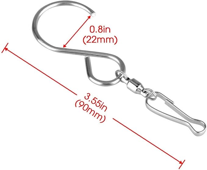 Swivel Clip Hanging Hooks Stainless Steel for Hanging Wind Spinners Wind Chimes Crystal Twisters Party Supply-12 Pack (Swivel Hooks)