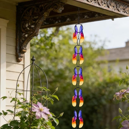 dreamysoul Rain Chains for Outside, 7.87FT Adjustable Glass Rain Chain, Leaf Decorative Rain Catcher Chains for Gutters Downspout, Eaves, Drainage