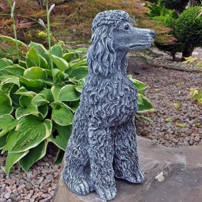 Concrete Sitting Poodle Puppy Figurine Sitting Poodle Dog Statue Outdoor Garden or Backyard Art