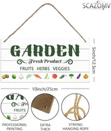 SCAZOMV Garden Sign Decor Garden Fresh Product Fruits Herbs Veggies Funny Outdoor Decorative Backyard Patio Farmhouse Potting Shed She Shed Personalized Wooden Hanging Plaque 5"X 10"