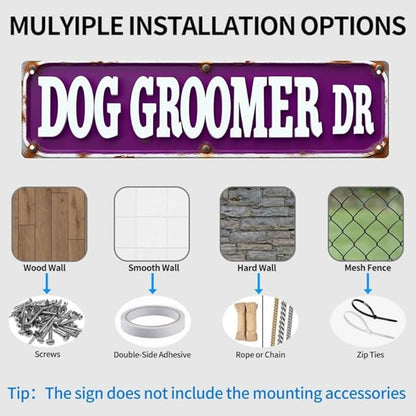 Decorative Tin Sign 16 * 4 Inches –Dog Groomer Dr For Pet Grooming Shop, Pet Room, Patio | Pet Decor, Dog Decor, Outdoor Sign