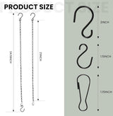 Black Chain for Hanging Plants, 6 PCS Small Chain for Hanging Basket, 24.5IN Hanging Chains with Hooks, Adjustable Plant Chain, Decorative Metal Hanging Basket Chain for Planter, Bird Feeder, Sign