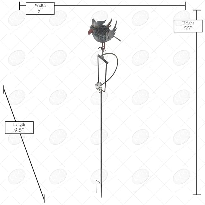 Red Carpet Studios Garden Stake Yard Art Metal and Glass Balance Rocker with 4-Prong Stake, 55" Tall, Owl