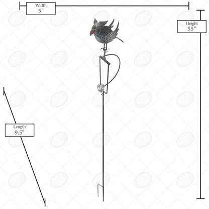 Red Carpet Studios Garden Stake Yard Art Metal and Glass Balance Rocker with 4-Prong Stake, 55" Tall, Owl