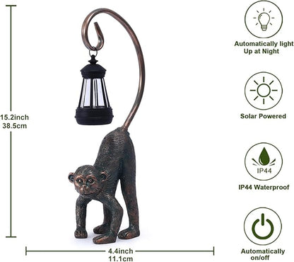 Nacome Solar Monkey Statues for Outdoor Decor: Chimpanzee Sculptures for Home Office Desk Shelf Garden Decor Clearance Outside Lawn Patio/Balcony/Front/Yard Art – Unique Gifts