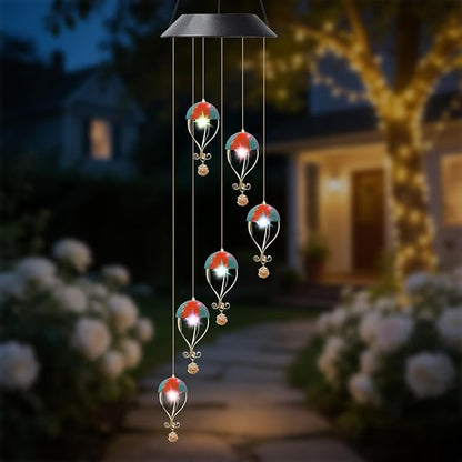 Solar Hot Air Balloon Wind Chime for Outside Garden, Patio, Yard – Decor for Festivals/Birthday/Christmas, for Women Mom Home Garden Patio Haing