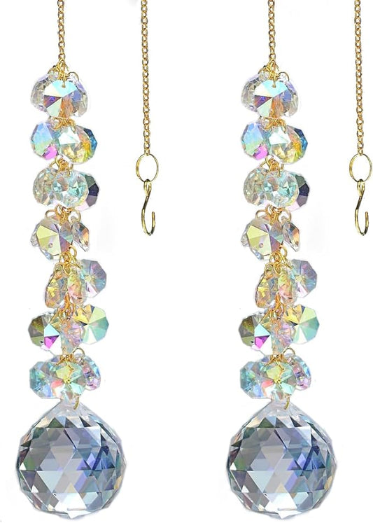 suncatchers for Windows Hanging Prism, 40mm auraro Crystal Suncatcher with Crystals Chandelier Beads, Hanging Crystal for car, Ceiling,Wedding, Party,MOM Daughter Gift(2 pcs)