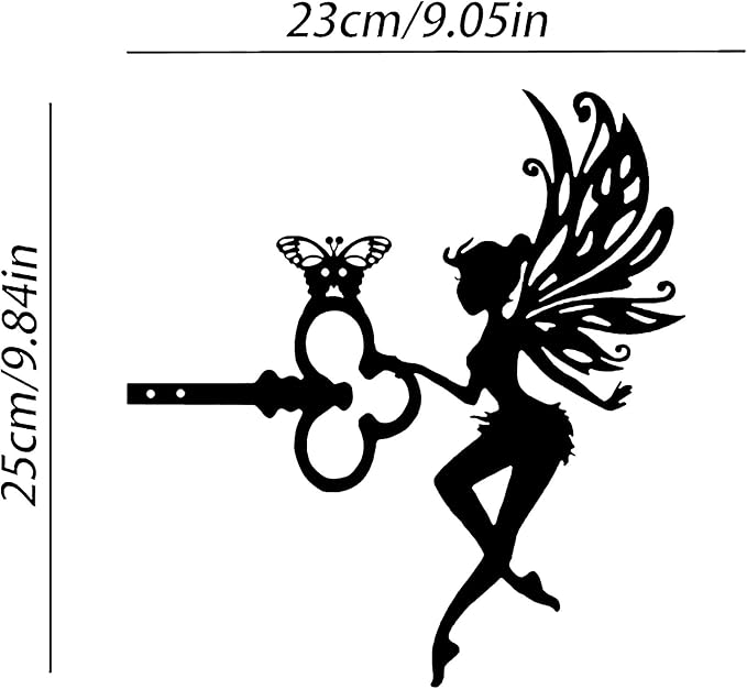 Fairy Silhouette Statue Metal Branch Decoration Angle Metal Stake Outdoor Garden Butterfly Flower Decor Branch Tree Art ﻿New Home Decoration Gift