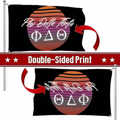 Swono Phi Delta Theta Synth Wave Elements Circle Sun Moon Outdoor Garden Flag - 3x5ft