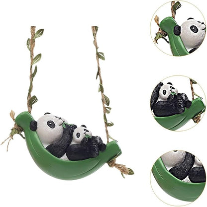 Swing Animal Garden Statue, Hanging Sculpture,Creative, Cartoon Cute Figurine Resin Ornament for Outdoor Courtyard Tree, Panda Statue