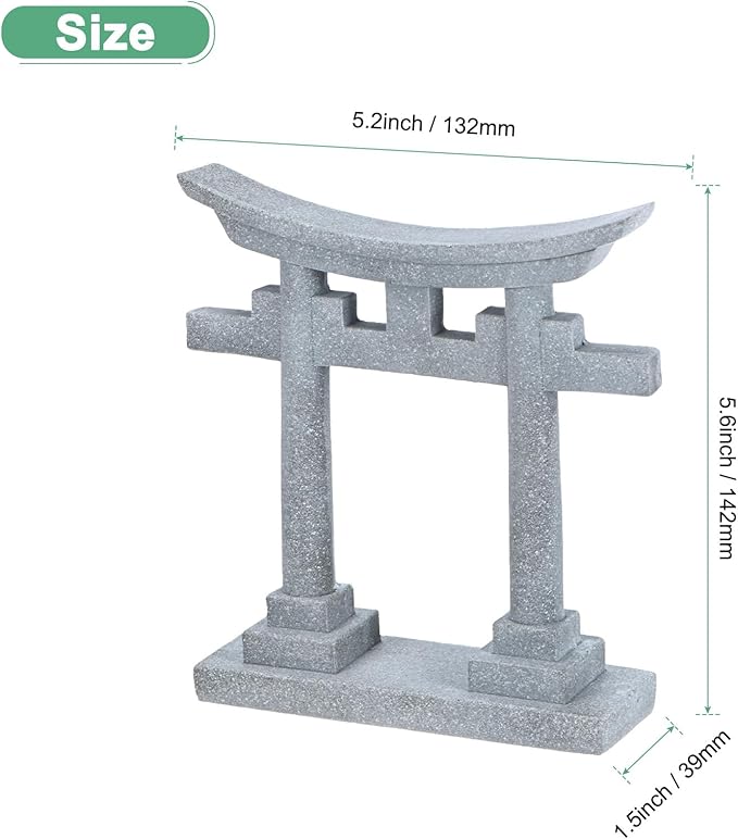 M METERXITY 5.6" H Miniature Torii Gate Ornaments with Plaque, Mini Chinese Gate Models Decorative Japanese Sandstone Tiny Home Landscape Accessories for Aquarium/Fish Tank/Garden Decor