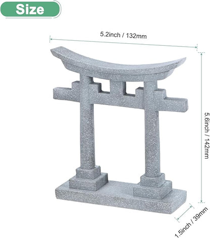 M METERXITY 5.6" H Miniature Torii Gate Ornaments with Plaque, Mini Chinese Gate Models Decorative Japanese Sandstone Tiny Home Landscape Accessories for Aquarium/Fish Tank/Garden Decor