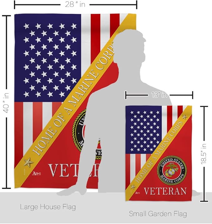 Home of Marine Corps Garden House Flag - Kit Armed Forces USMC Semper Fi United State American Military Veteran Retire Official - Decoration Banner Small Yard Gift Double-Sided Made in USA 28 X 40