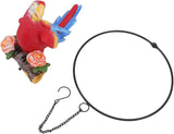 Hanging Iron Ring Parrots Resin Garden Statue, Outdoor Hanging Parrot Decor, Exquisite Small Parrot Craft with Metal Ring for Courtyard Balcony Patio