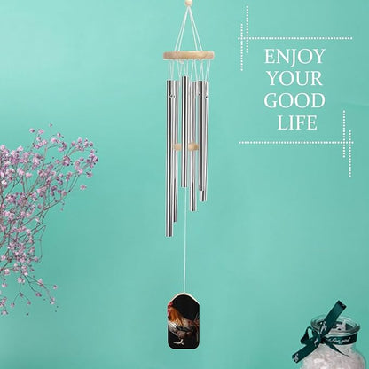 Wind Chimes for Outside,Animal Cockerel Printed Cute Aluminium Windchimes Outdoors,Soothing Melodic Memorial Wind Chime for House Porch Patio Garden Balcony Decor