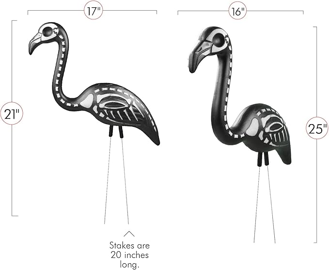 Skeleteen Zombie Skeleton Flamingo Yard Ornaments with Stakes, Pack of 2