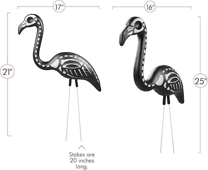 Skeleteen Zombie Skeleton Flamingo Yard Ornaments with Stakes, Pack of 2