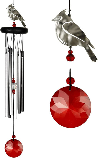 Woodstock Chimes Signature Collection, Crystal Cardinal Chime, 18'' Decor Designs Wind Chimes for Outdoor, Patio, Home or Garden Décor (WFCRD)