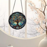 Tree of Life Stained Glass Window Hangings with Chain – Acrylic Tree Ornament for Garden, Patio and Indoor Decor, Housewarming Gift for Mom, Grandma and Nature Lovers