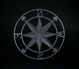 Nautical Compass Rose Wall Hanging Sculpture - Galvanized Grey Finish Metal Indoor Outdoor Ocean Decor - 20.5 Inch Diameter Elegant Maritime Home Accent Piece