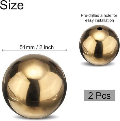 uxcell 2pcs Gazing Globe Decor Ball 2 inch 51mm Garden Sphere Polished Hollow Ball, Seamless Stainless Steel Gazing Ball, Smooth Mirror Globe for Garden Home Decor, Gold Tone