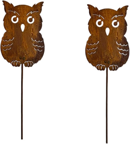 Garden Decors For Outside Metal Rusted Animals Decorative Garden Stakes For Spring Decors Yard Art Welcome Sign Outdoor Iron Garden Stake, 2 Four Leaf Clovers