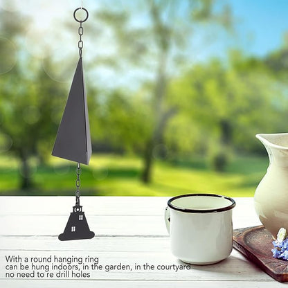 North Country Wind Chimes, Iron Triangle Wind Bell Chimes, Black Painted Wind Chimes with Lighthouse, for Indoor and Outdoor Garden Decorations