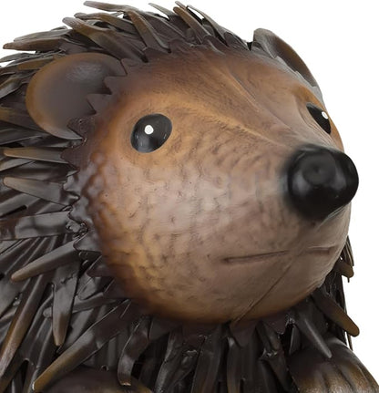 Regal Art & Gift Hedgehog Garder Statue 8 Inch - Decorative Outdoor Sculpture, Metal Decor for Patio, Porch & Garden Décor