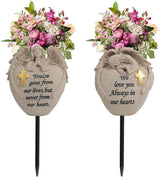Angel and Cross Cemetery Cemetery Memorial Vase, Cemetery Flower Grave,2-Piece Angel Cemetery vase with Iron Spikes,Garden Decoration， Memorial Gift for Lost Love (3 Granite)