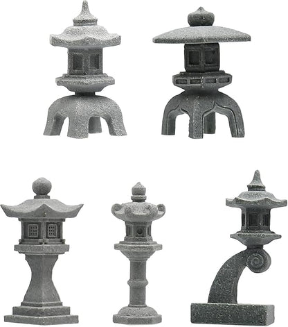 Miniature Japanese Lantern Decoration Mini Fairy Garden Decor Set Japanese Lantern for Micro Landscape Garden & Patio Yard Bonsai Decoration (5 Sandstone)
