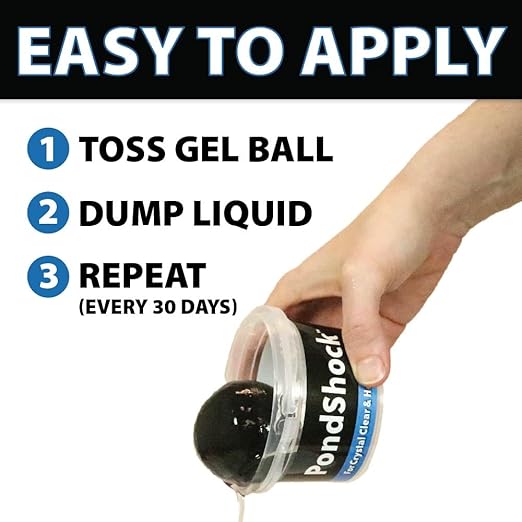 CrystalClear PondShock Ball, Natural Enzymes & Live Bacteria, Freshwater Clarifier Shock Treatment, Muck & Sludge Remover for Small Pond & Outdoor Water Garden Ponds, Koi Fish & Aquatic Plants Safe