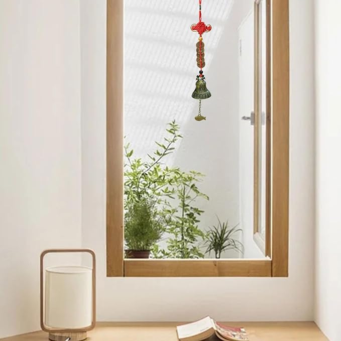 Feng Shui Bell for Wealth and Safe, Chinese Decor, Pendant Coins for Success, Protect Peace and Ward Off Evil, Can Be Used as Wind Chimes, Car Interiors, Home Decorations