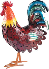 Metal Rooster Statue Garden Chicken Sculpture Decoration Metal Yard Art for Yard Outdoor Indoor Decoration (#C)
