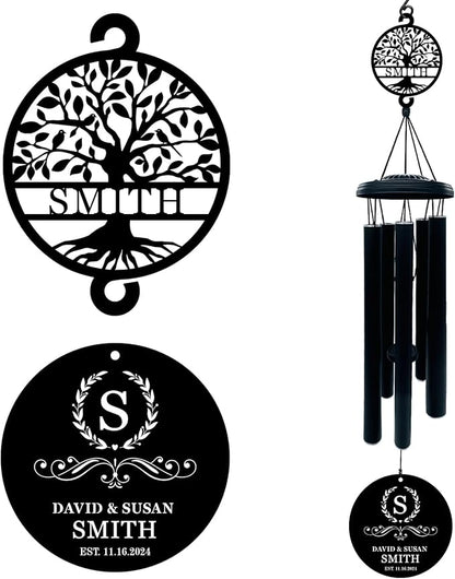 Customized Anniversary Wind Chime ，Personalized Wedding Gift for Couples ，38" Wind Chimes for Anniversary Tree of Life，Unique Present for Him, Her, or Parents - Beautiful Outdoor Decor