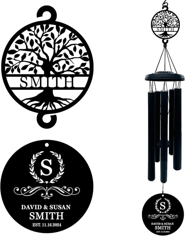 Customized Anniversary Wind Chime ，Personalized Wedding Gift for Couples ，38" Wind Chimes for Anniversary Tree of Life，Unique Present for Him, Her, or Parents - Beautiful Outdoor Decor