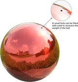 Nerien 6 Inch Gazing Ball, Stainless Steel Garden Mirror Globe, Polished Ornament Sphere, Hollow Floating Reflective Hemisphere, Home Outdoor Pond Housewarming Swimming Pool Decoration Gift, Red