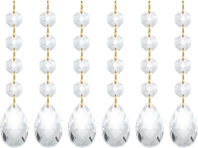 PATIKIL Teardrop Crystal Chandelier Pendants Beads, 6 Pack 120mm Length 38mm Chandelier Prisms Parts Ornaments Hanging Beads for DIY Arts Crafts Decoration, Clear