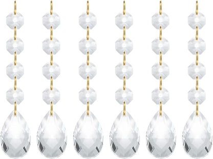 PATIKIL Teardrop Crystal Chandelier Pendants Beads, 6 Pack 120mm Length 38mm Chandelier Prisms Parts Ornaments Hanging Beads for DIY Arts Crafts Decoration, Clear