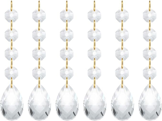 PATIKIL Teardrop Crystal Chandelier Pendants Beads, 6 Pack 120mm Length 38mm Chandelier Prisms Parts Ornaments Hanging Beads for DIY Arts Crafts Decoration, Clear
