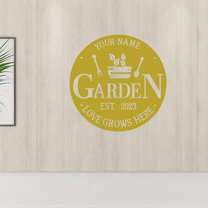 CFC0121316 Metal Garden Sign, Personalized Metal Sign Outdoor Decoration, Exclusive Customized Name Plaque Decoration for Potting Shed, Mom, Grandma, Grandpa