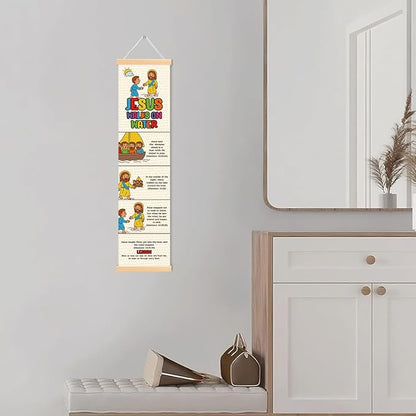 Jesus Walks on Water Banner, Church Banner, Christian Rustic Hanging Door Flag, Farmhouse Decorations Outdoor Indoor, Church Activity Decor, Bible Lesson, Scripture and Words Decorations