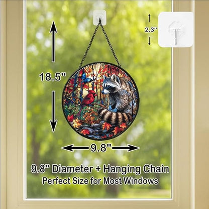 Stained Glass Window Hanging - Adventure Shark with Sailing Ships and Compass Sun Catchers Indoor Stained Glass Panels Wall Decor for Mom Wife Lovers Festive