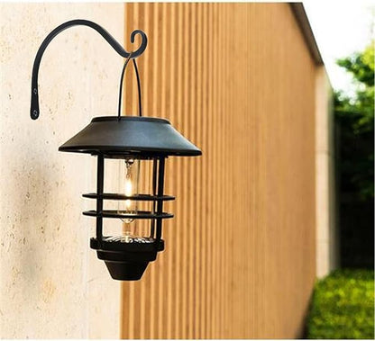 LOOGI Hanging Plant Bracket, Wall Hook Plant Hanger Decorative Hooks for Indoor Planter Lantern, Outdoor Bird Feeder Wind Chime, 2 Pack Black (8 Inch C)