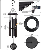 32" Deep Tone Wind Chimes for Outside, C Major Tuned Aluminum Wind Chime with Gift Envelope & Box, Memorial Sympathy Wind Chime for Garden Patio Decor, Nature Tree Design, Black