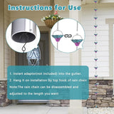 10FT Rain Chains for Outside, Rain Gutter Chain with 12 Flower Cups, Adjustable Rainwater Catcher Chain for Eaves Drainage, Replacement for Downspout