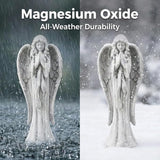 Praying Angel Statue 31.1 Inch Outdoor Garden Decor Magnesium Oxide Statues Religious Blessed Catholic Yard Patio Deck Home Hallway Entryway Sculpture
