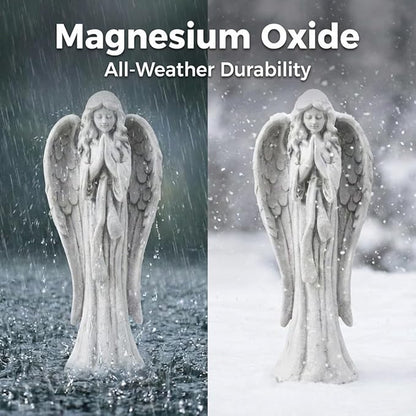 Praying Angel Statue 31.1 Inch Outdoor Garden Decor Magnesium Oxide Statues Religious Blessed Catholic Yard Patio Deck Home Hallway Entryway Sculpture