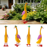 22" Duck Garden Statue Set of 2 Metal Ducks, Duck Outdoor Decor with Stakes Animal Yard Art Sculptures for Patio Porch Lawn Backyard